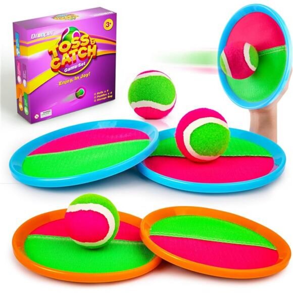 Self-Stick Toss and Catch Game Set, Paddles and Toss Ball Sports Game - Picture 1 of 7